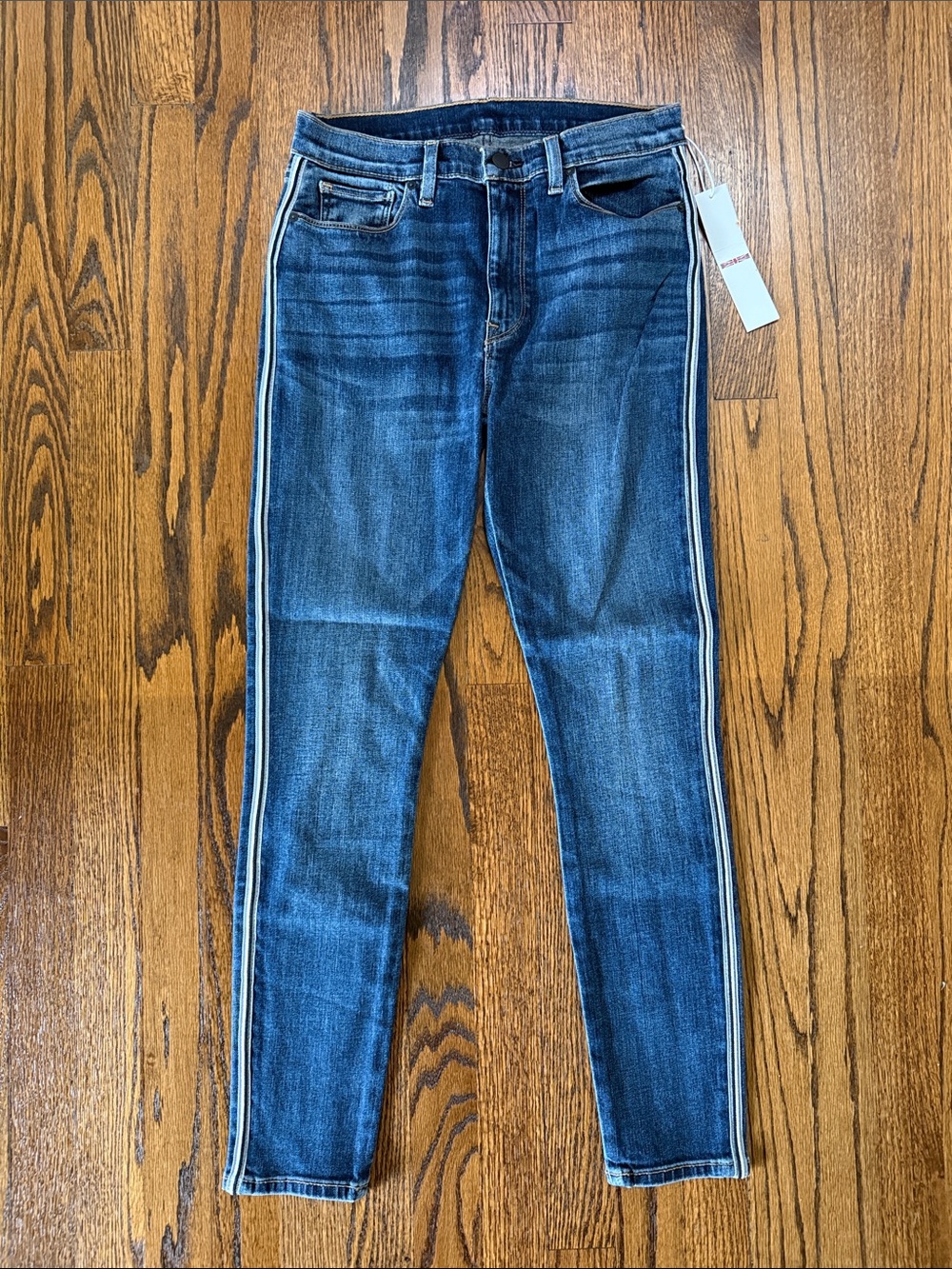 B42 Hudson Jeans Women’s 27 Dark Blue Skinny Jeans with White Side Stripes